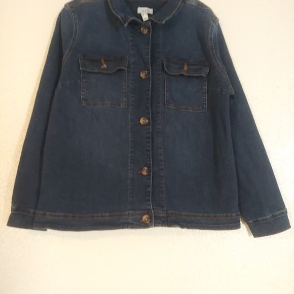 Denim & Company women's size M medium wash jean jacket - Picture 3 of 14